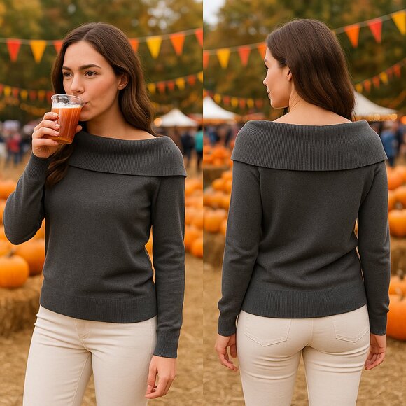 J. Jill Pure Jill Dark Charcoal Sweater - Med (Fall Collection) - Picture 1 of 10